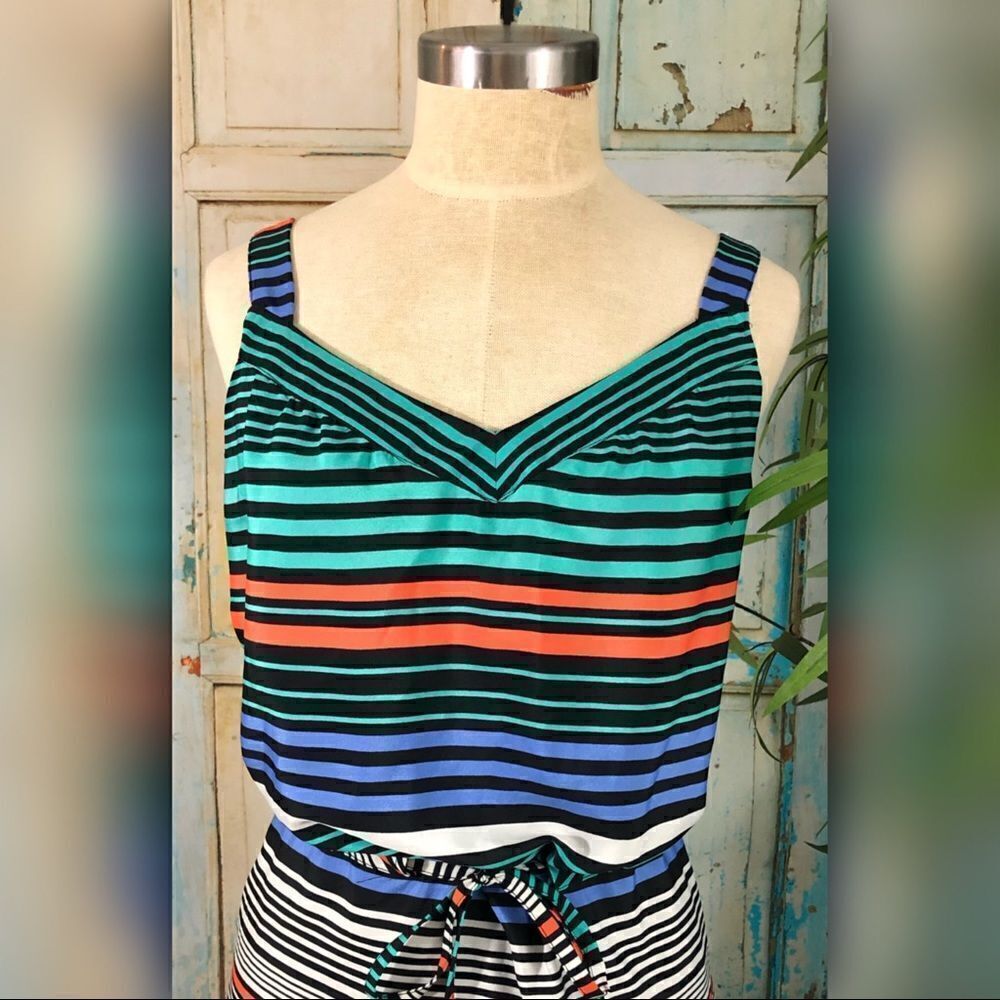 Merona Multicolored Striped Tie Waist Dress - Picture 3 of 8